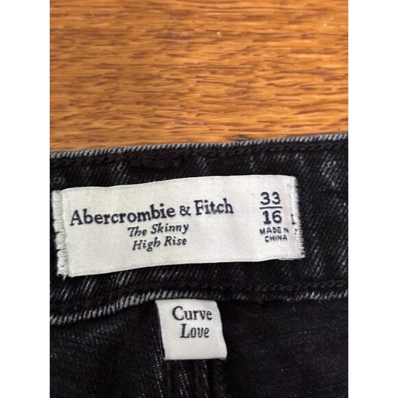 Abercrombie & Fitch Womens Skinny High Rise Jeans Size 16 Black Curve Love Denim - Picture 4 of 7